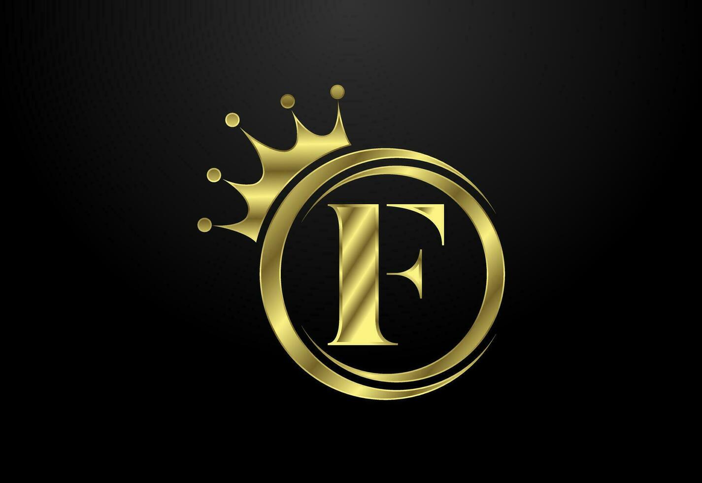 English alphabet F with a crown. Royal, King, queen luxury symbol. Font emblem. Vector illustration