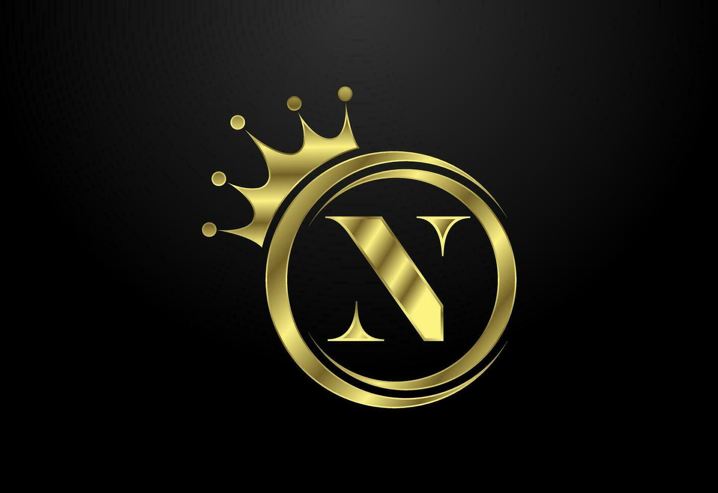English alphabet N with a crown. Royal, King, queen luxury symbol. Font emblem. Vector illustration