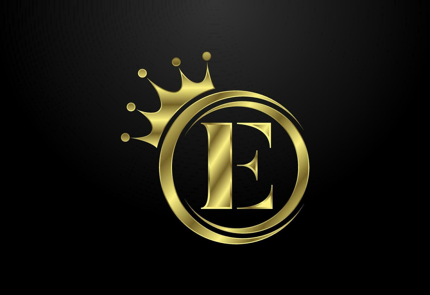 English alphabet E with a crown. Royal, King, queen luxury symbol. Font emblem. Vector illustration