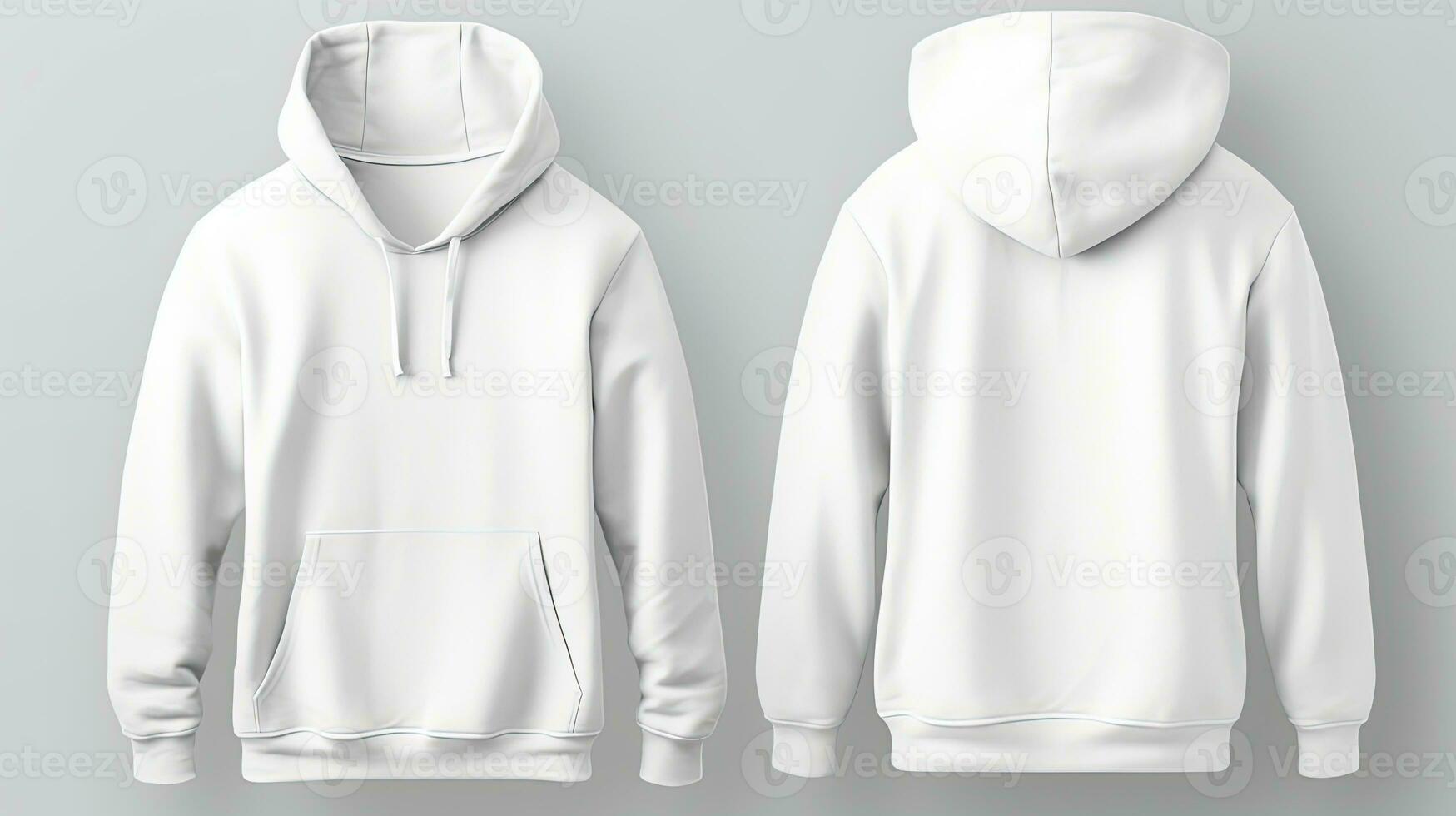 Set of White Front and Back View Hoodie Mockup Isolated on the White Background photo