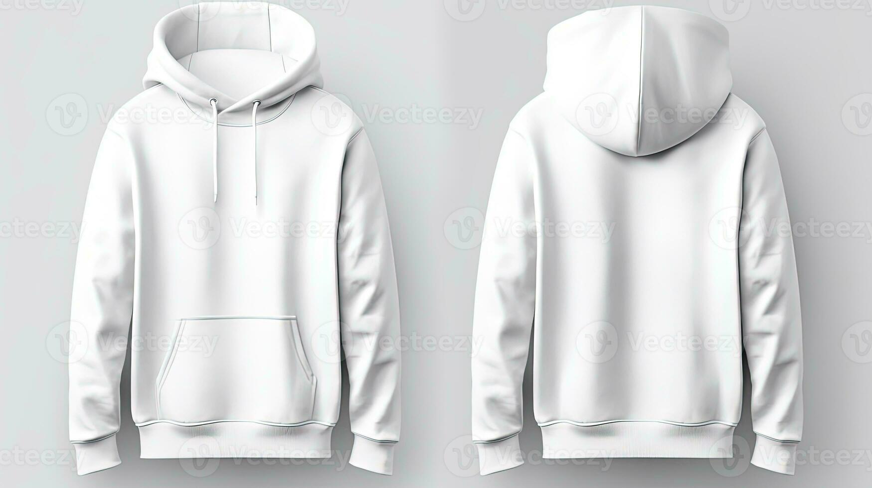 Set of White Front and Back View Hoodie Mockup Isolated on the White Background photo