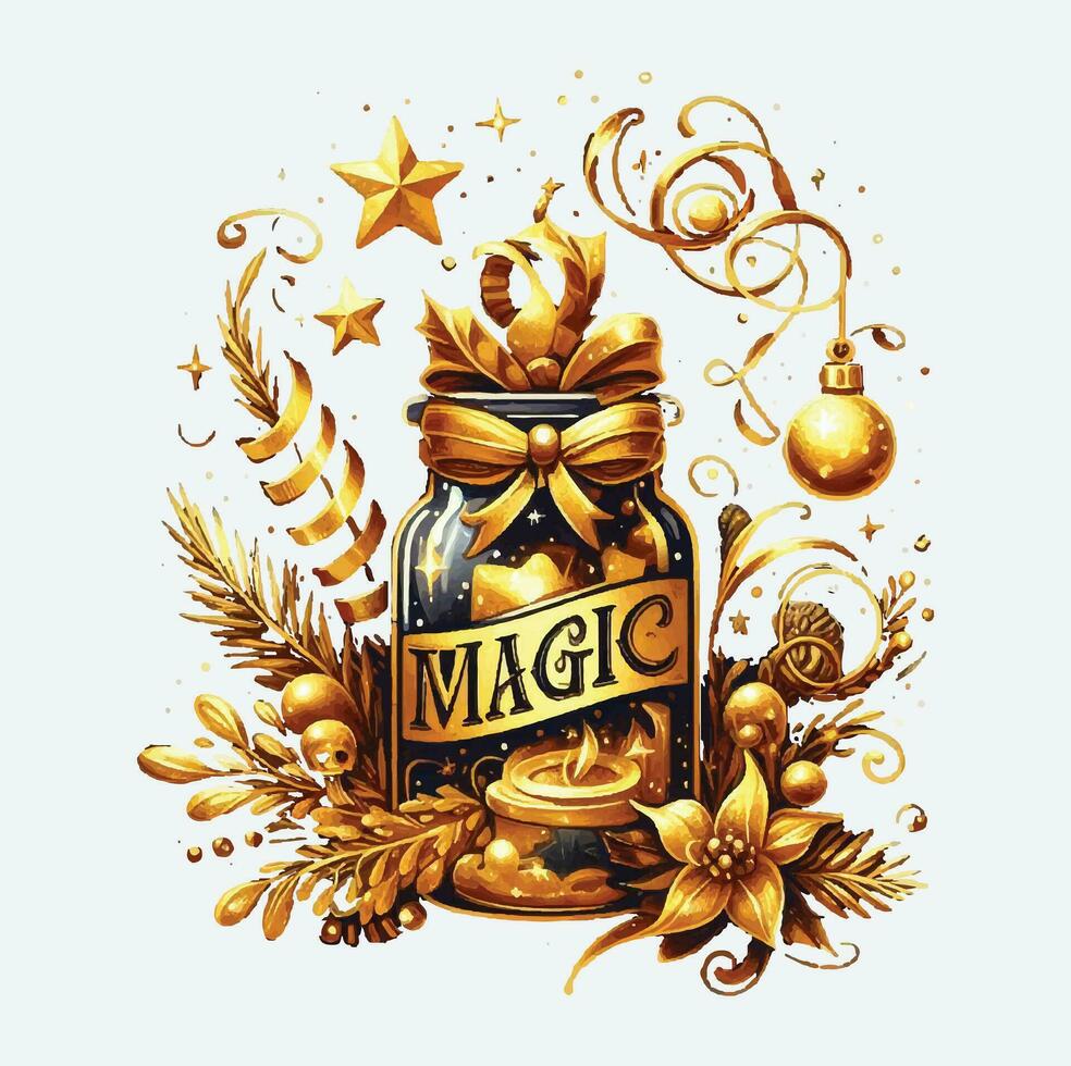 oro magia Navidad ver en tarro clipart vector