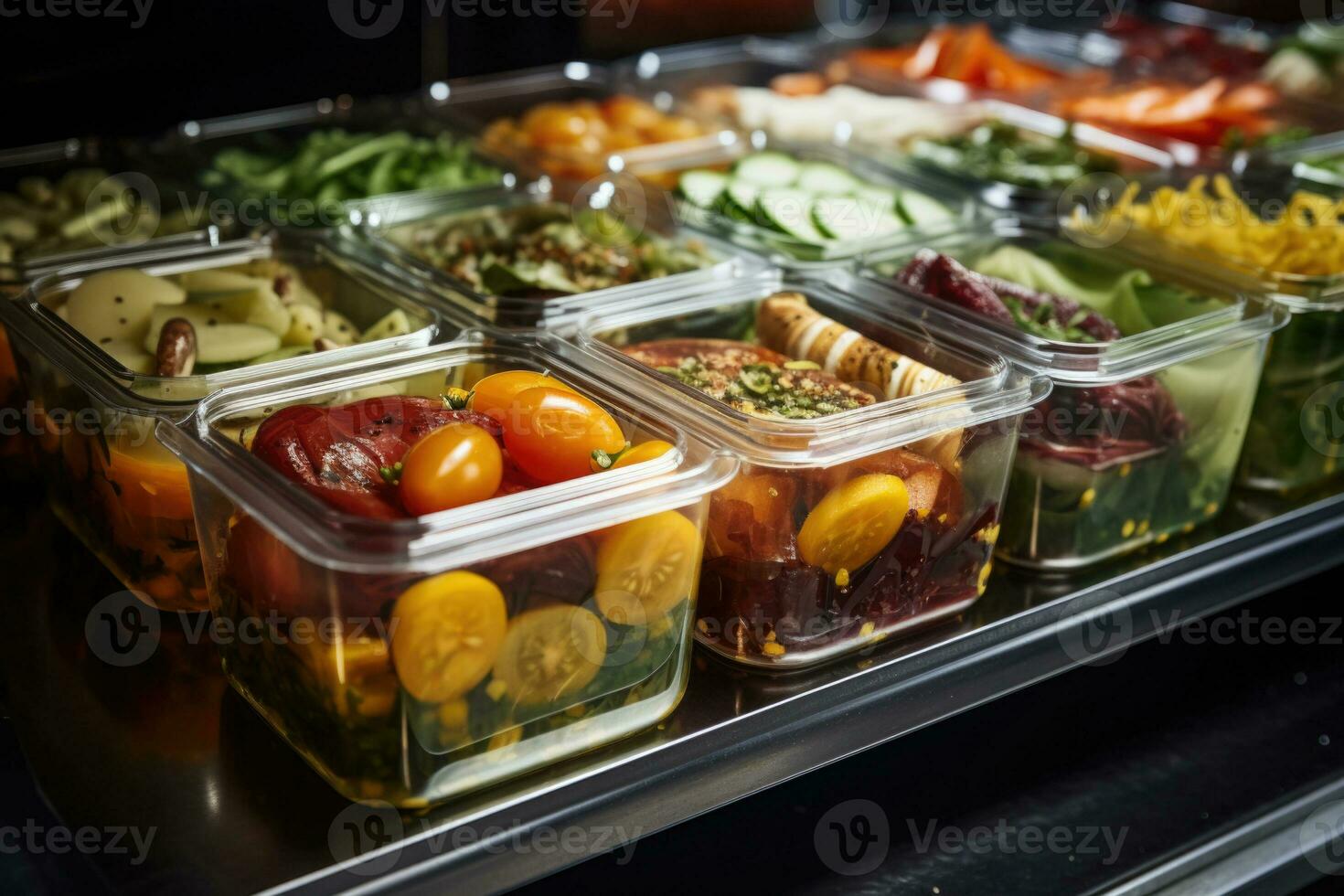 Containers with prepared food. Catering for healthy eating. Generative AI photo