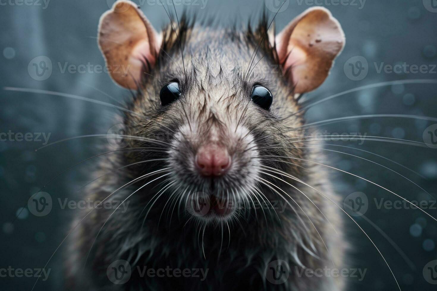 Mouse portrait on dark background. Generative AI photo