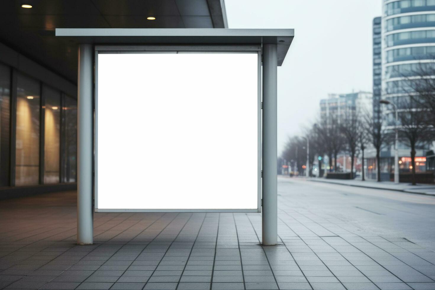 White billboard mockup on the street photo