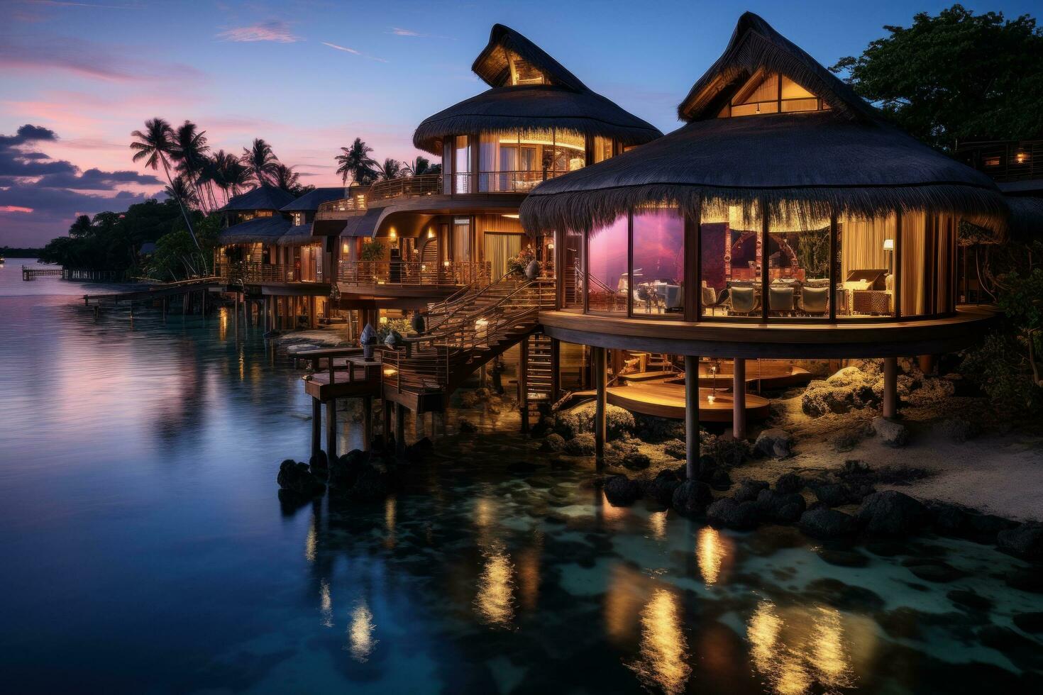 Luxury hotel at night photo
