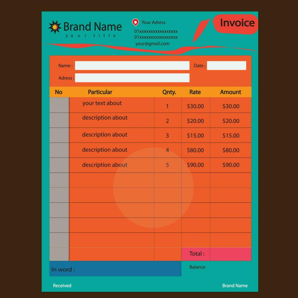 Invoice Cash memo pro vector template design