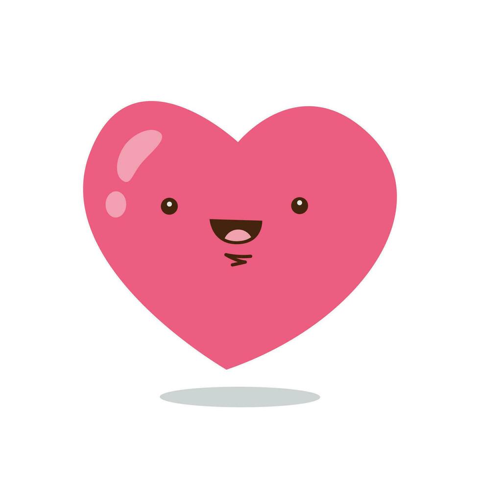linda gracioso corazón dibujos animados kawaii personaje icono aislado vector ilustración