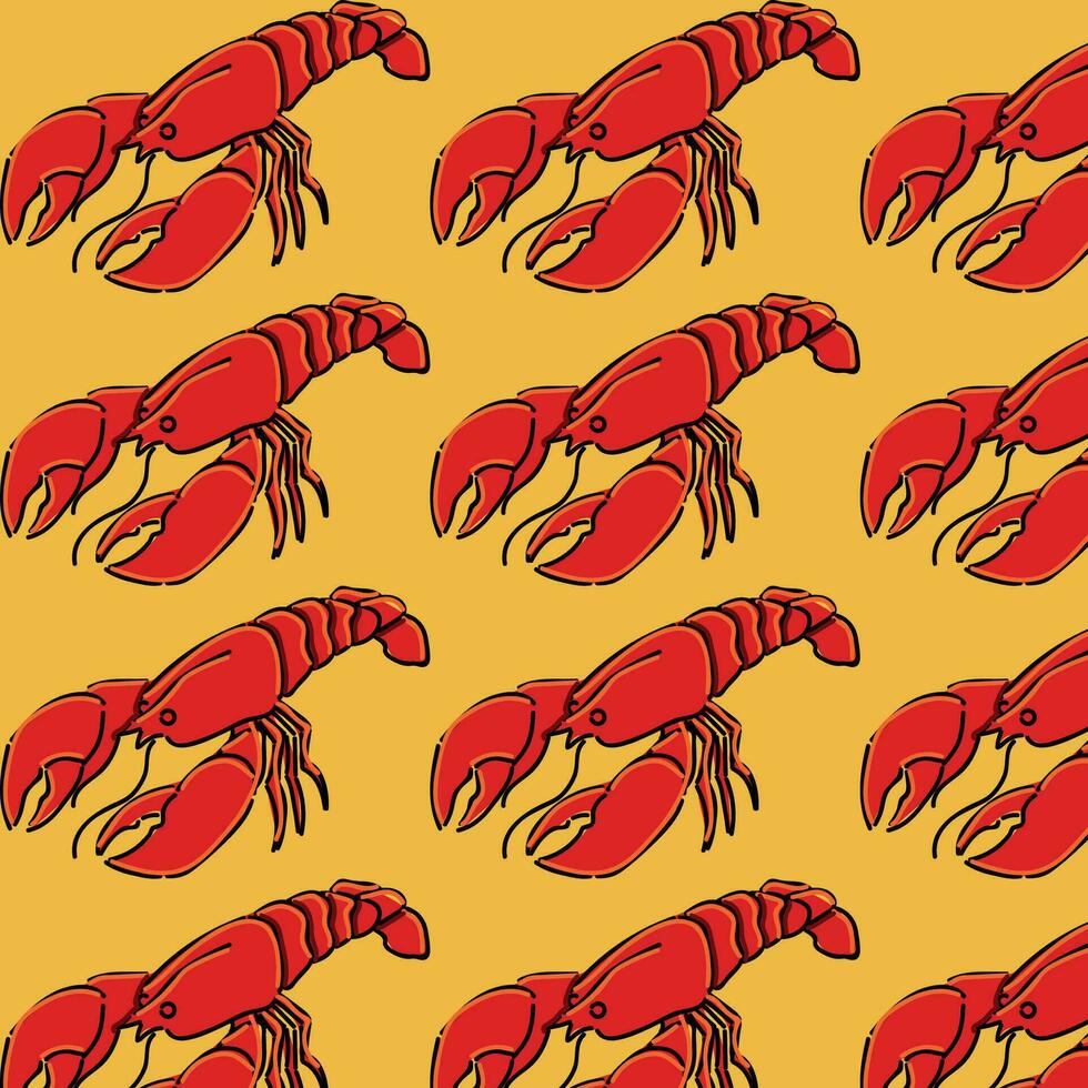 lobster illustration tile vector design illustration in a yellow background