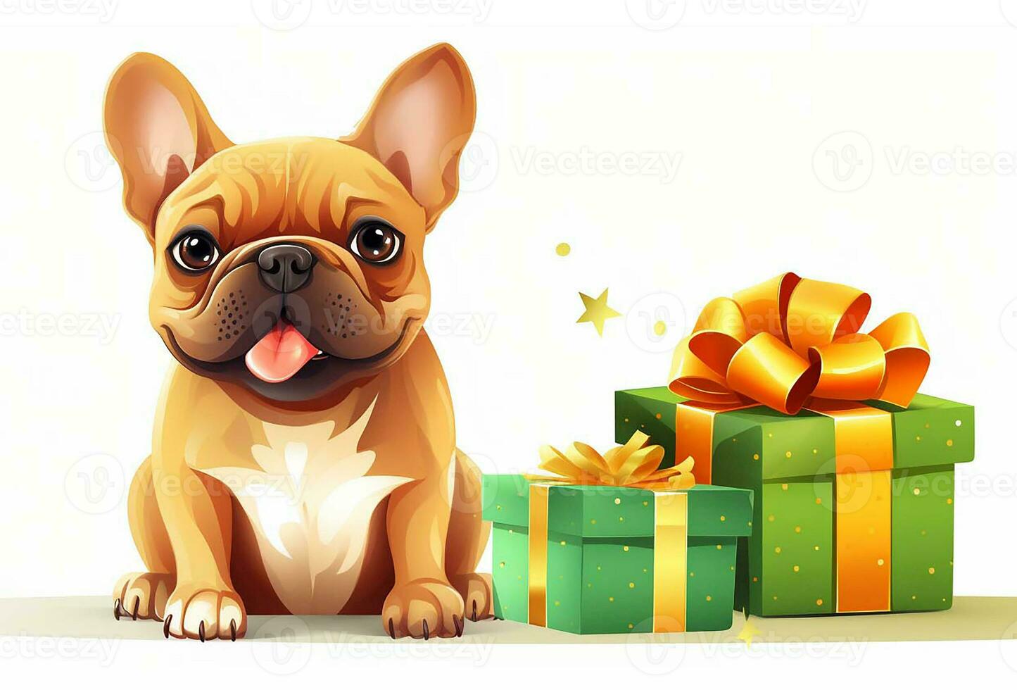 cute pug with gifts photo