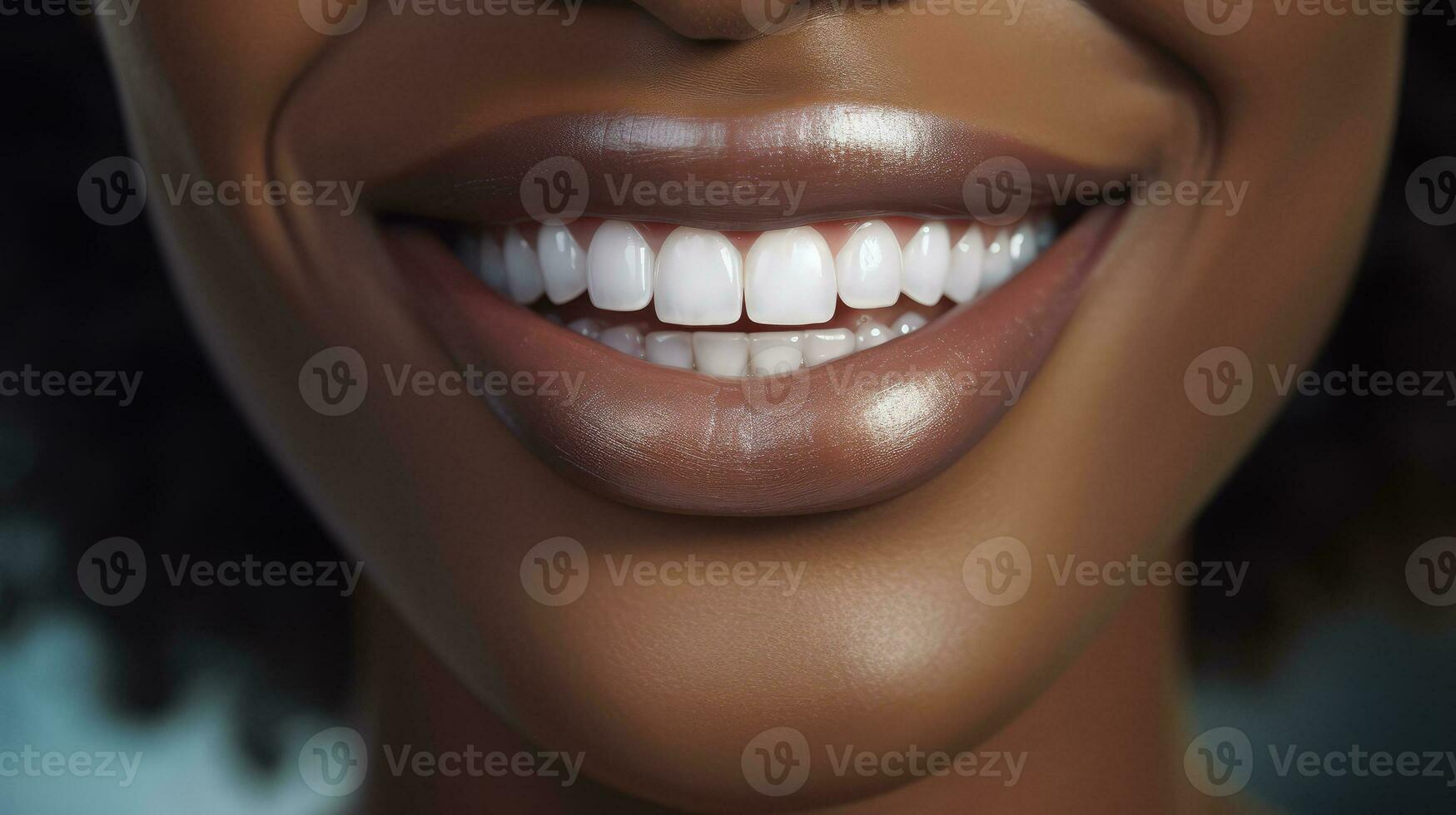 Perfect White Smile of an African Woman. Dental Health photo
