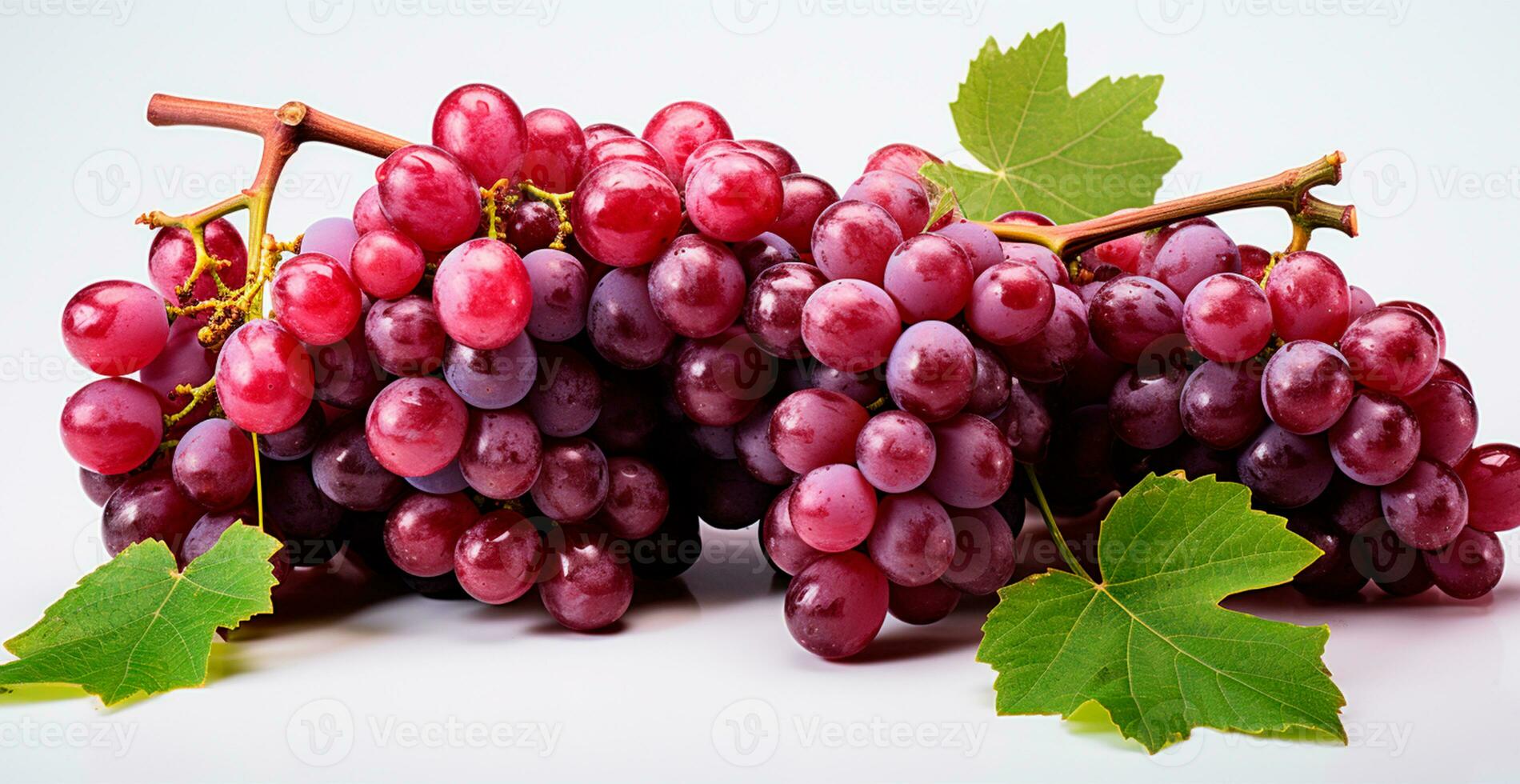 Red grapes on a white background, grapevine - AI generated image photo