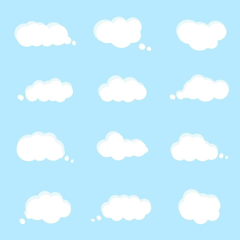 cartoon cloud set on blue background vector