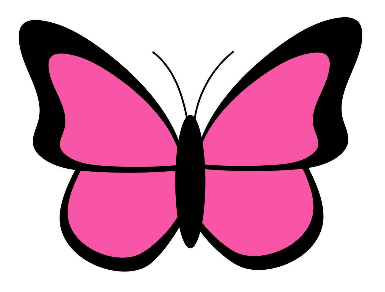 Emo butterfly. Glamour trendy 2000s aesthetic. Black and pink. Y2k. Graphic flat vector illustration.