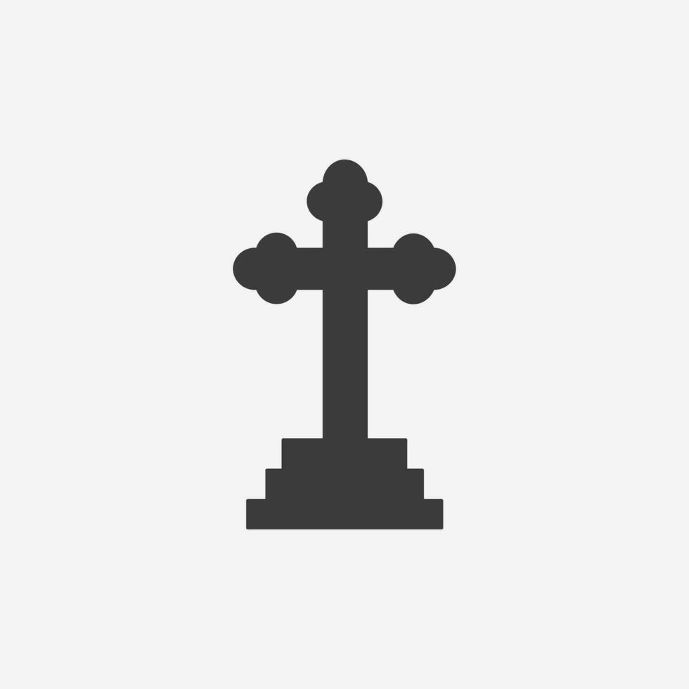Rip grave icon vector. coffin, cross, tombstone, funeral, graveyard, gravestone symbol sign vector