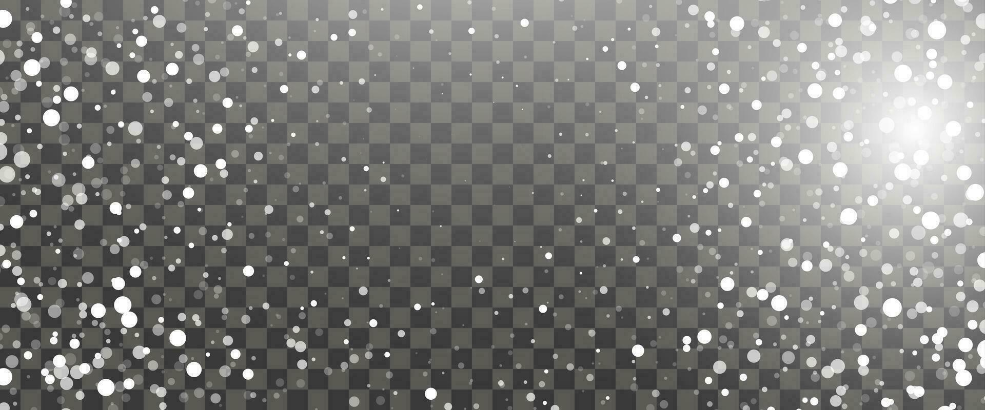 Snowfall and falling snowflakes on background. White snowflakes and Christmas snow. Vector illustration