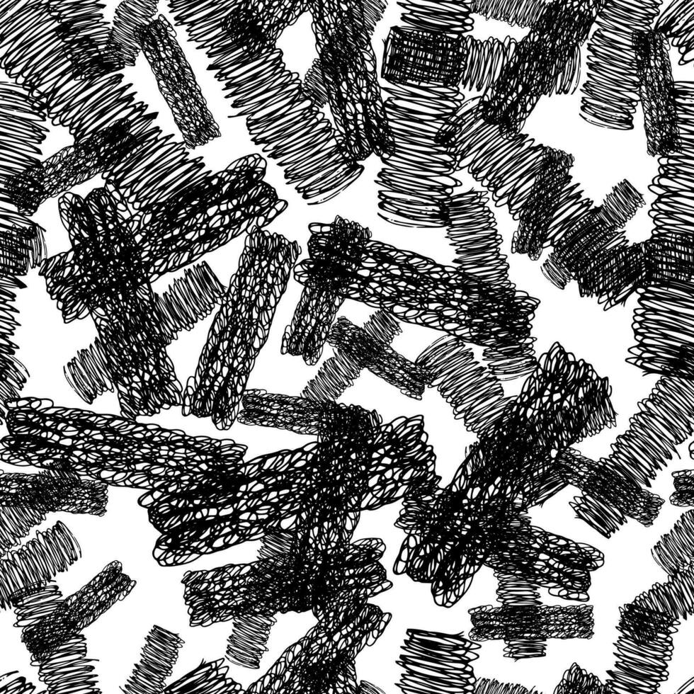 Seamless pattern with black pencil brushstrokes vector