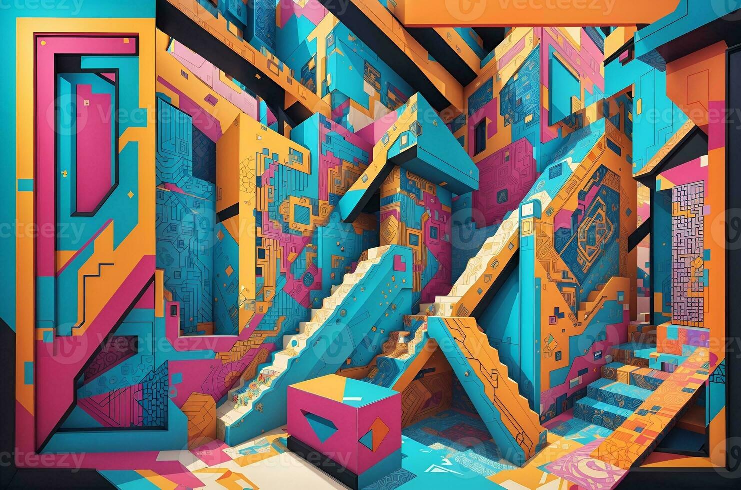 Abstract colorful illustration. Background and wallpaper. Vibrant colors. Backdrop and banner. Graphic design and art. photo