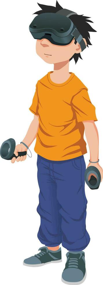 illustration of kid playing VR vector