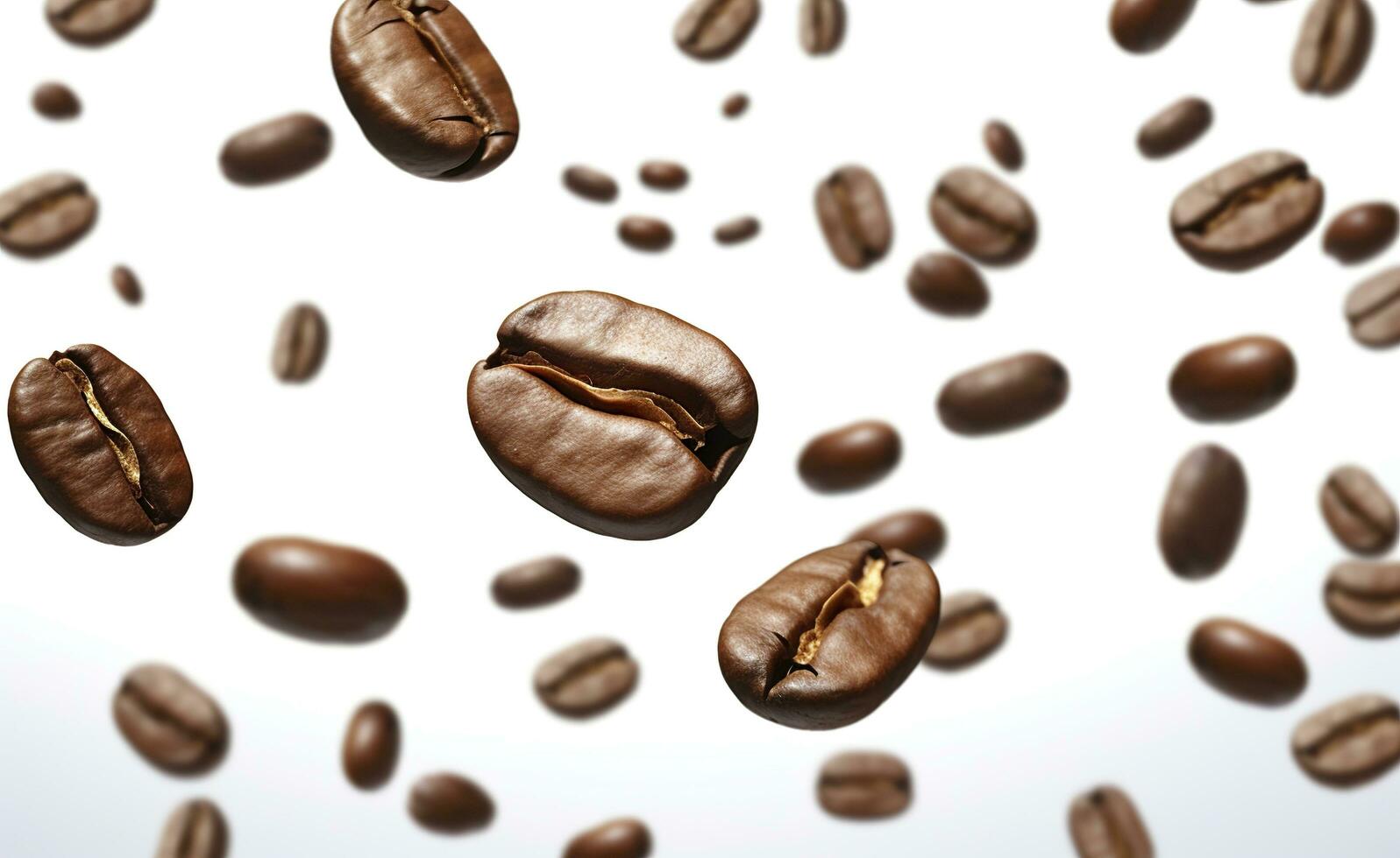 Coffee Bean flying on white background, 3d illustration. Generative AI photo