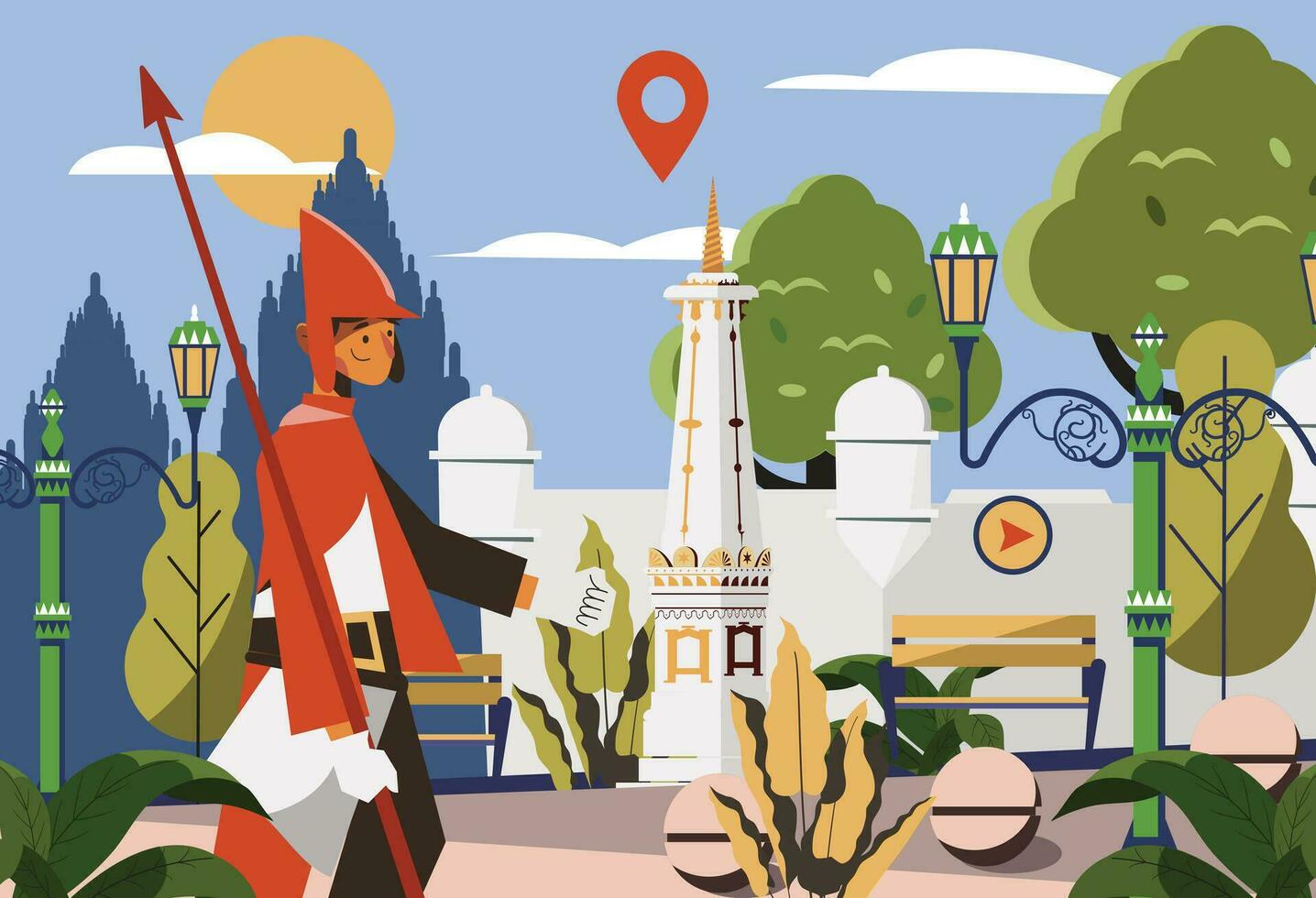 yogyakarta turismo y viaje gráfico ilustración vector