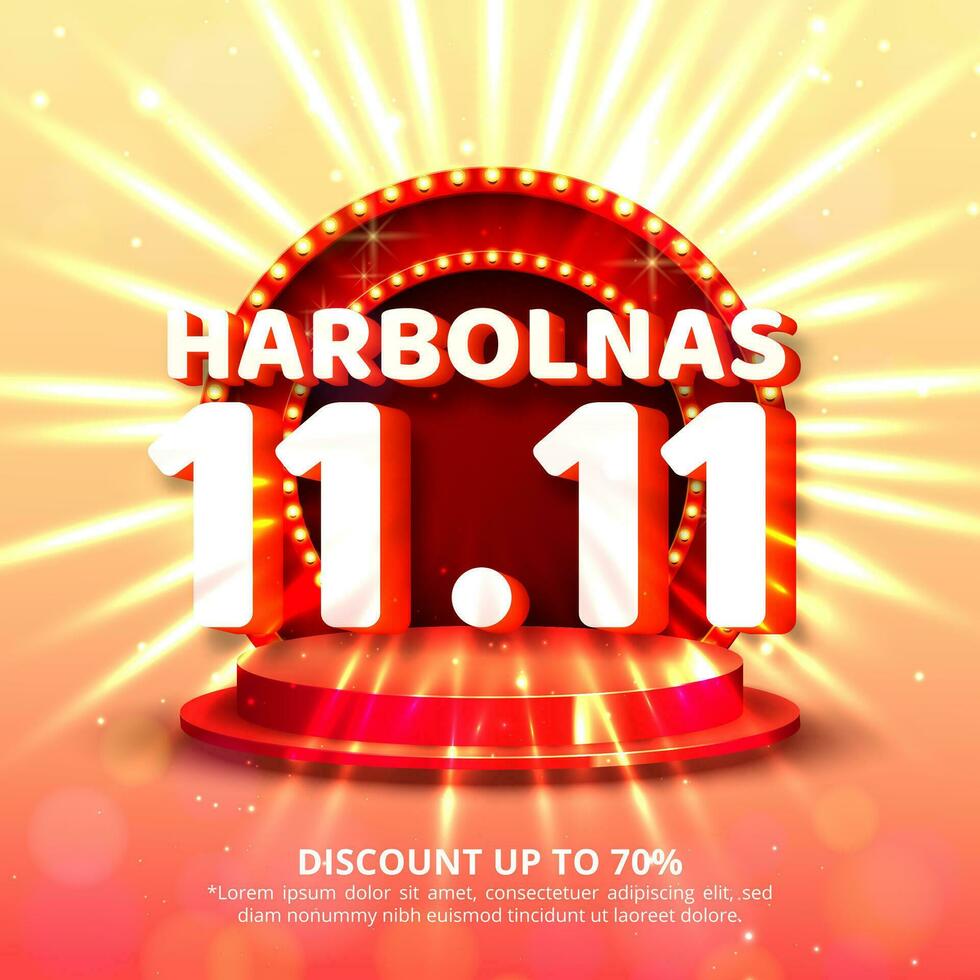 Square Harbolnas or Indonesian National Shopping Day background with 11 11 sales promo and lamp gate vector