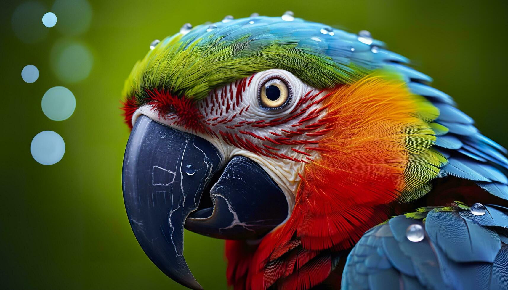 Tropical macaw perched, vibrant feathers in focus. Generative AI photo