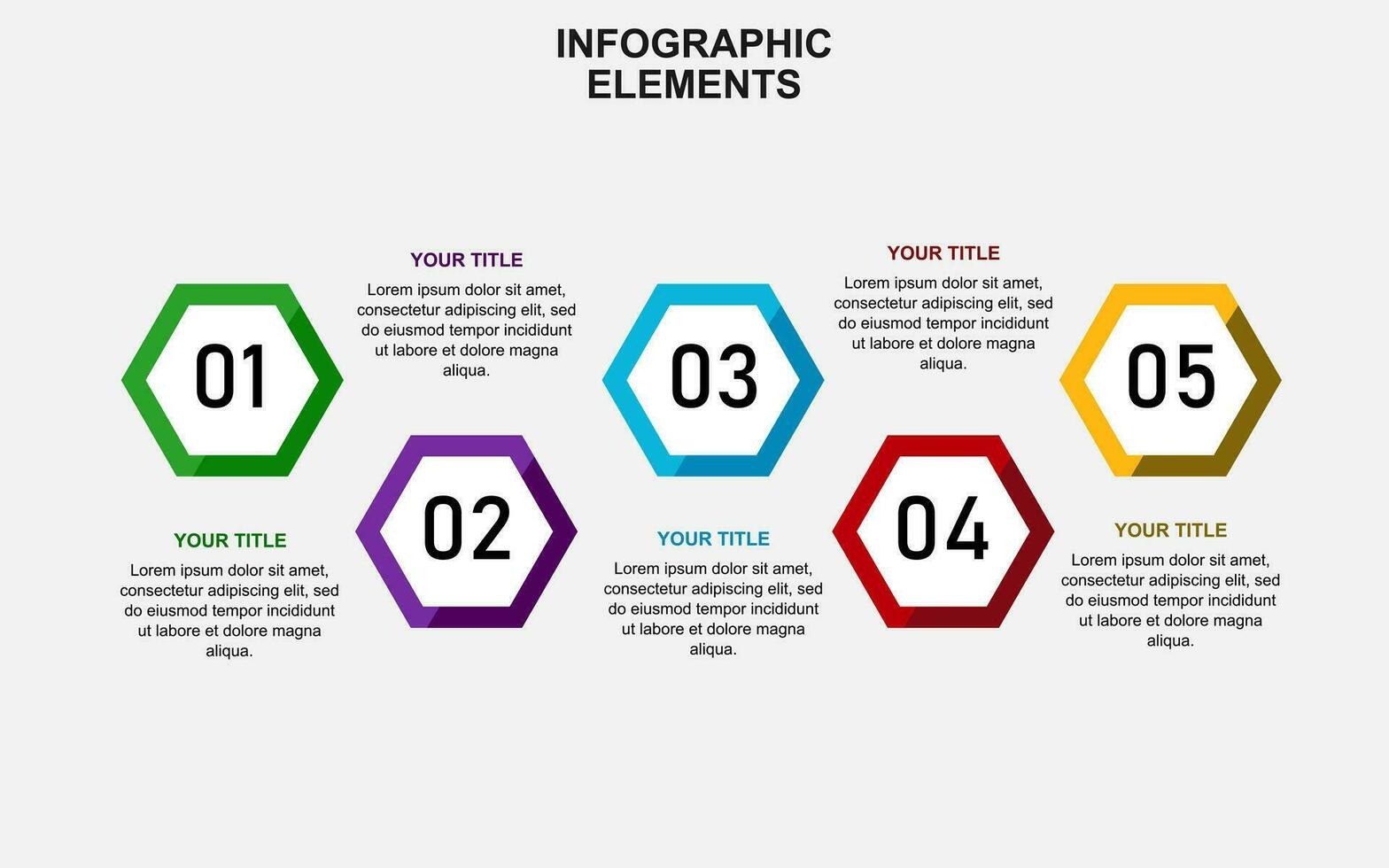 infographic template with 5 steps in blue for presentations, business and posters. vector