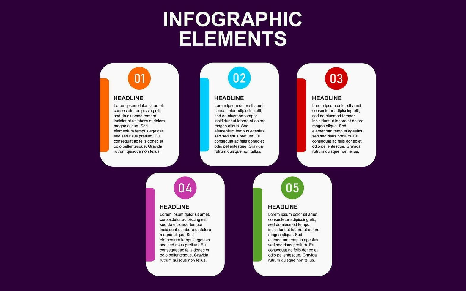 infographic template with 5 steps in blue for presentations, business and posters. vector