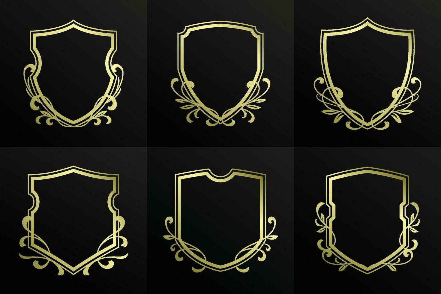 Golden Vintage Shield Frame Vector Template