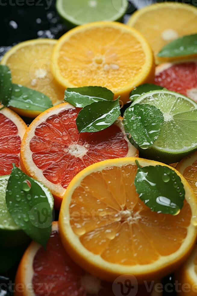 Citrus slices, created with generative AI photo
