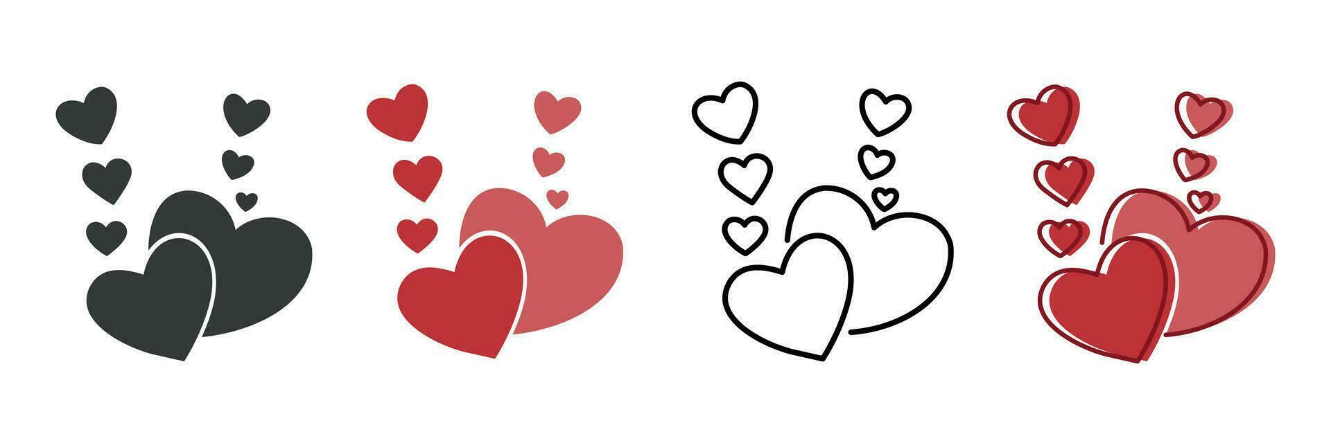 Heart shape design. Flying hearts set icon. Design element for women's day, valentine's day. Isolated vector illustration.