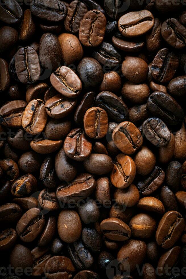 Pile of coffee beans, created with generative AI photo