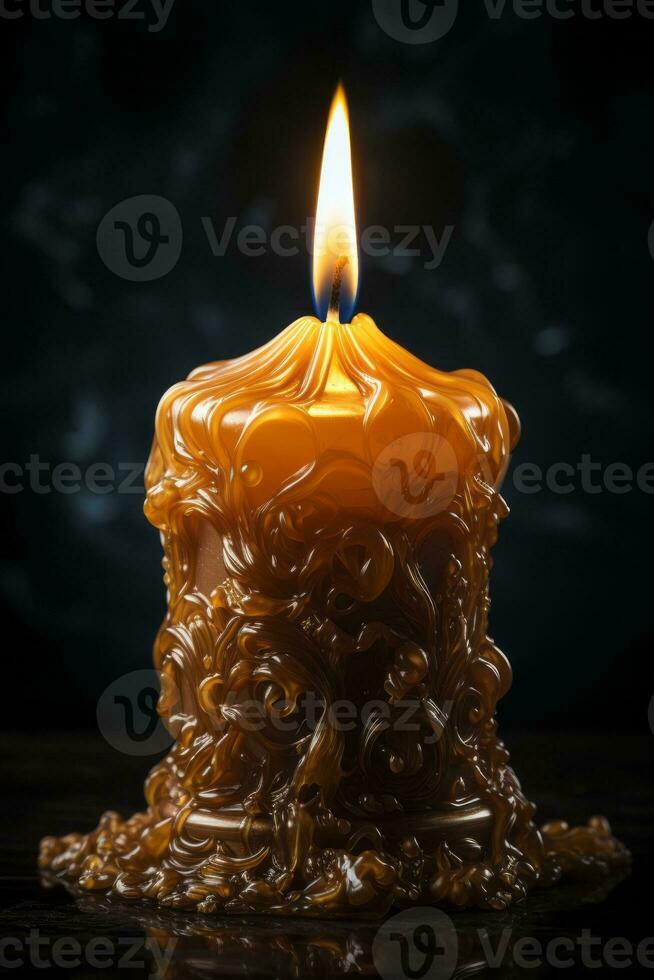 Candle in the dark room, created with generative AI photo