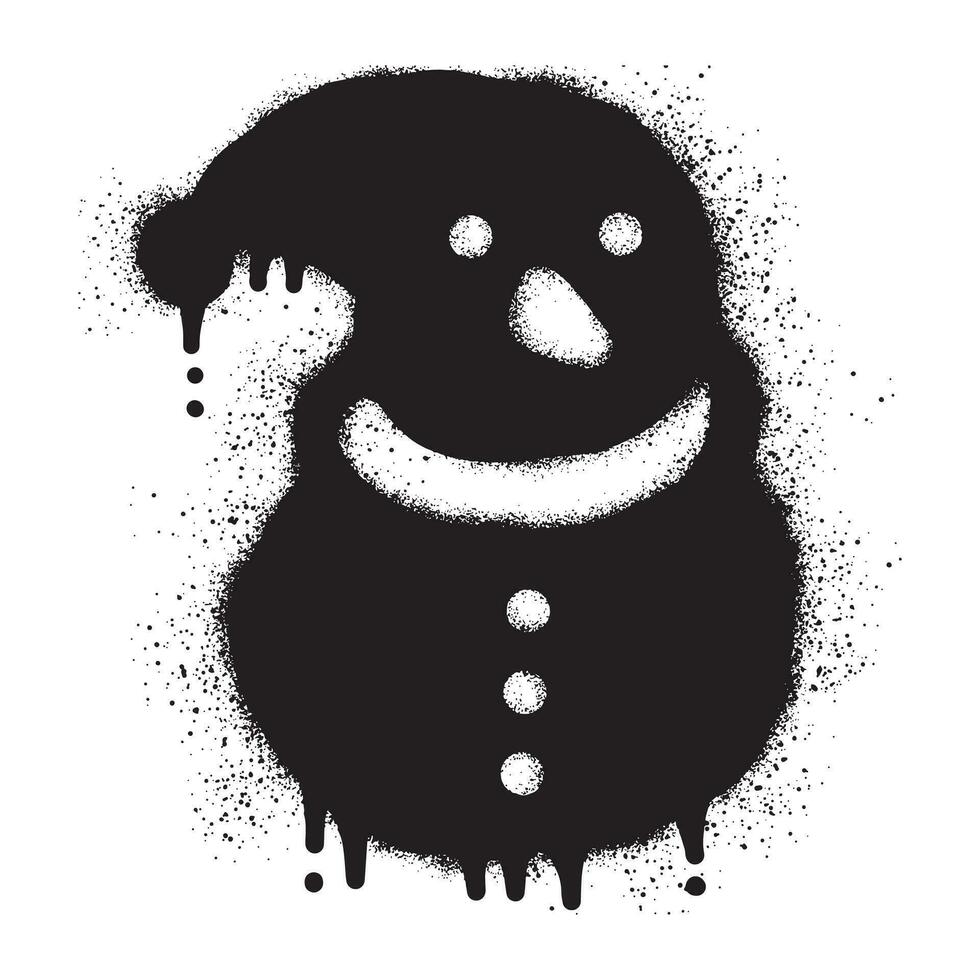 Snowman graffiti with black spray paint vector