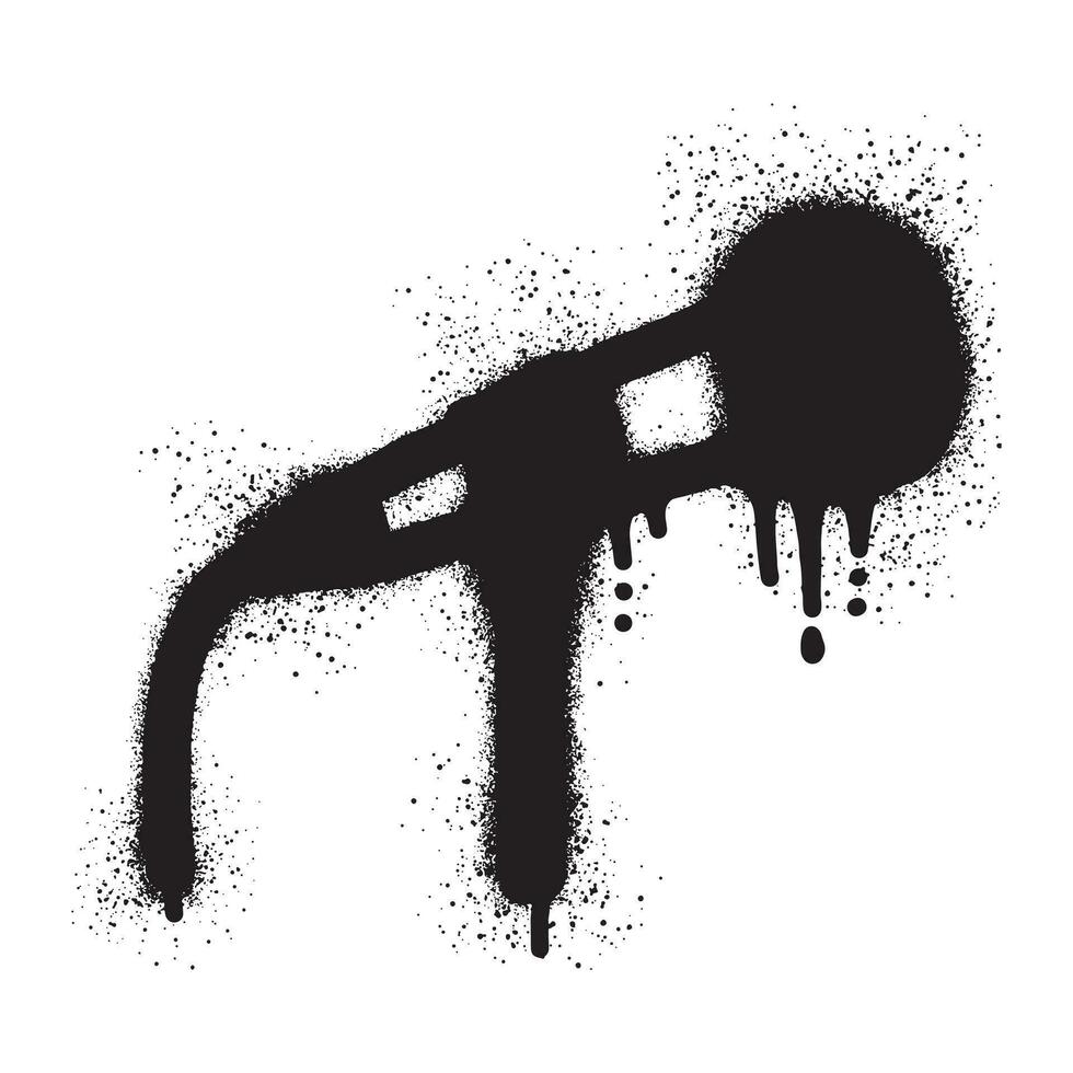 Microphone graffiti with black spray paint vector