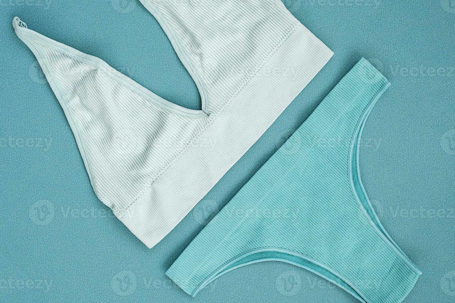 Females underwear set. Monochrome flat lay. photo