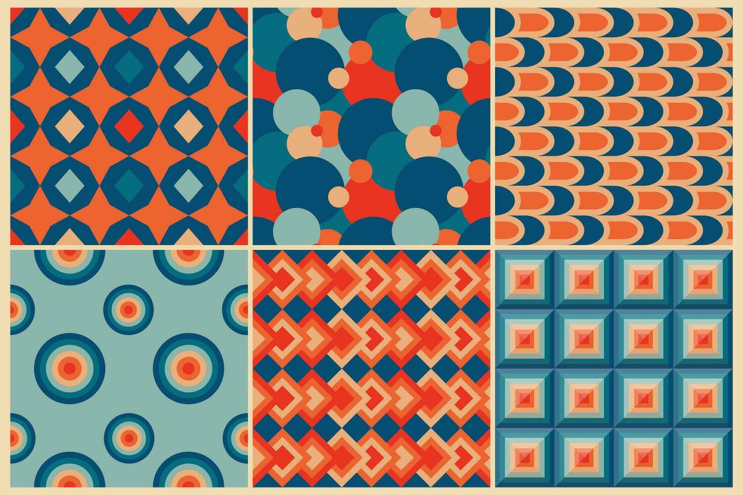 Vintage retro seamless patterns in the style of the 50s and 60s vector