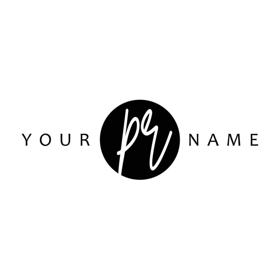 PR Initial Handwriting In Circle Frame Template Design vector