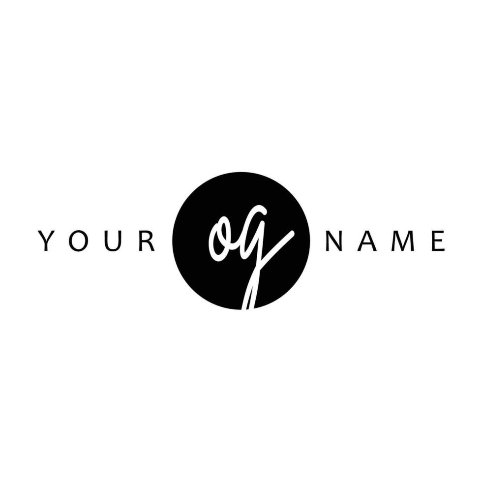 OG Initial Handwriting In Circle Frame Template Design vector