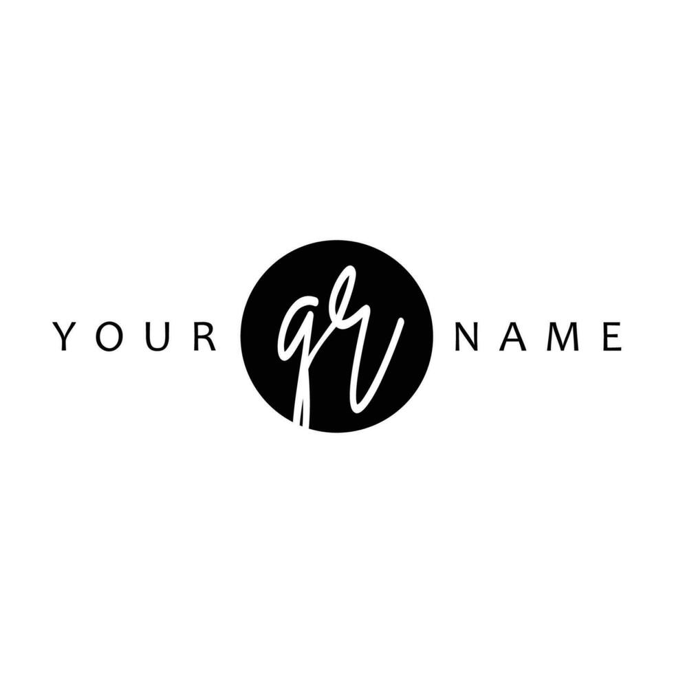 QR Initial Handwriting In Circle Frame Template Design vector