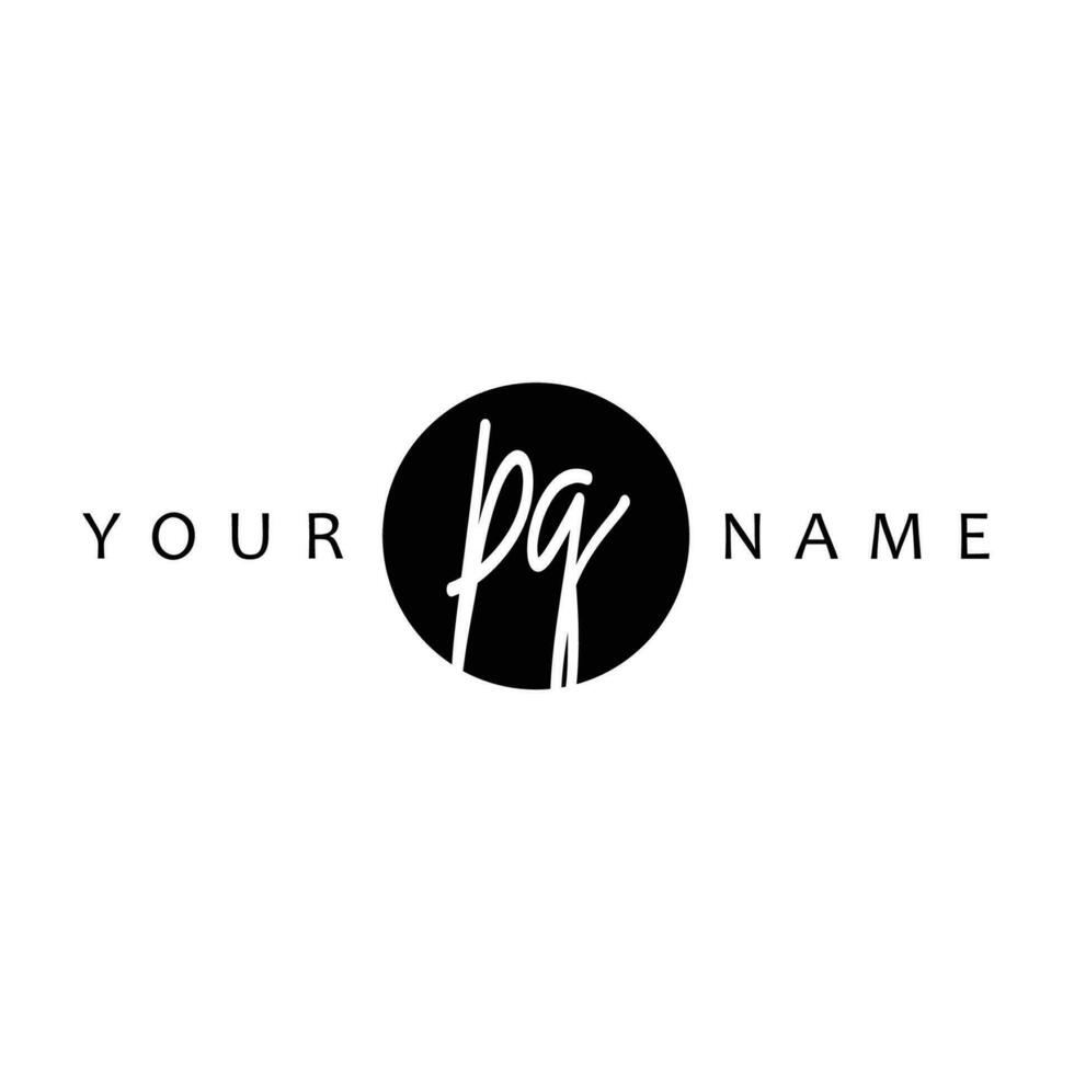 PQ Initial Handwriting In Circle Frame Template Design vector