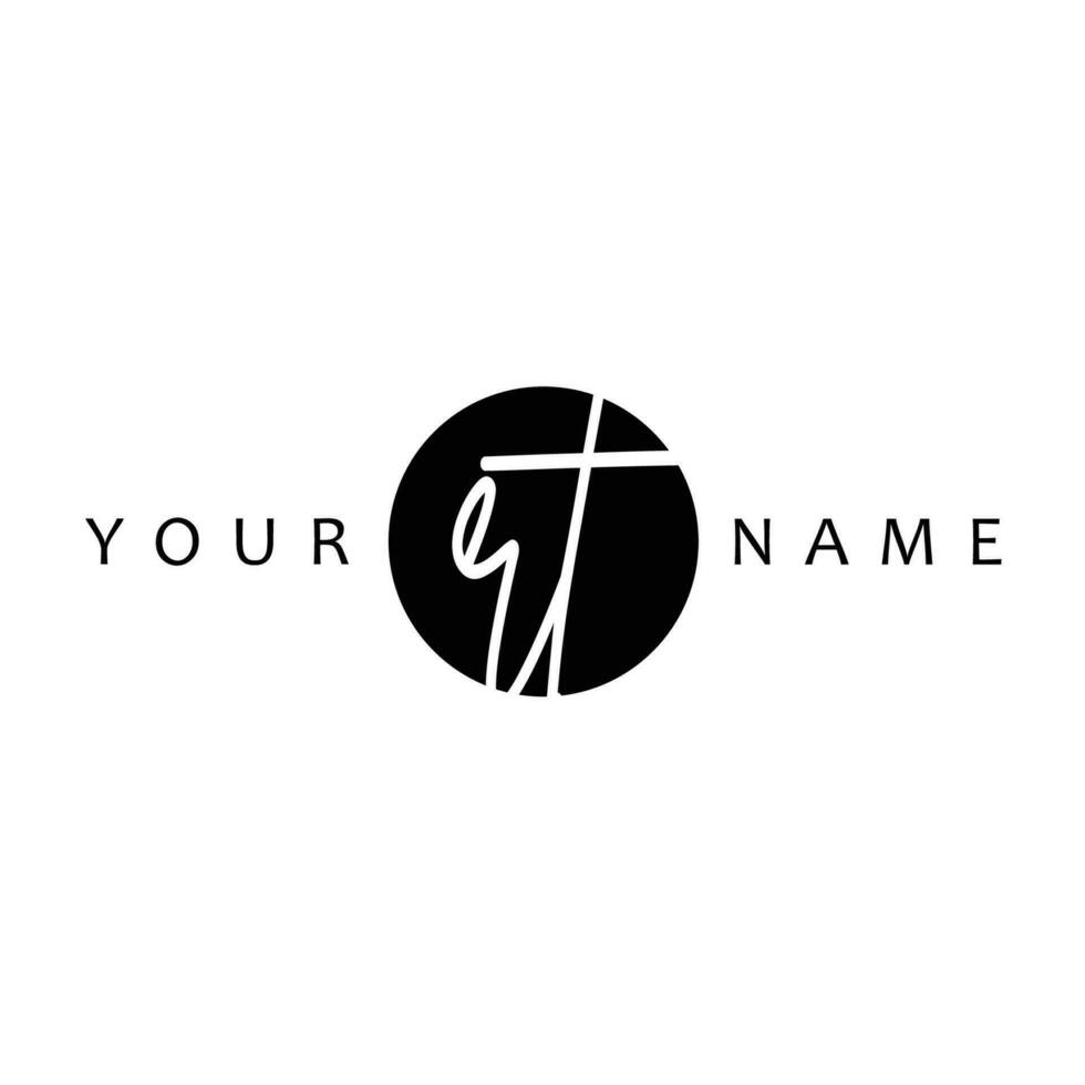 RT Initial Handwriting In Circle Frame Template Design vector