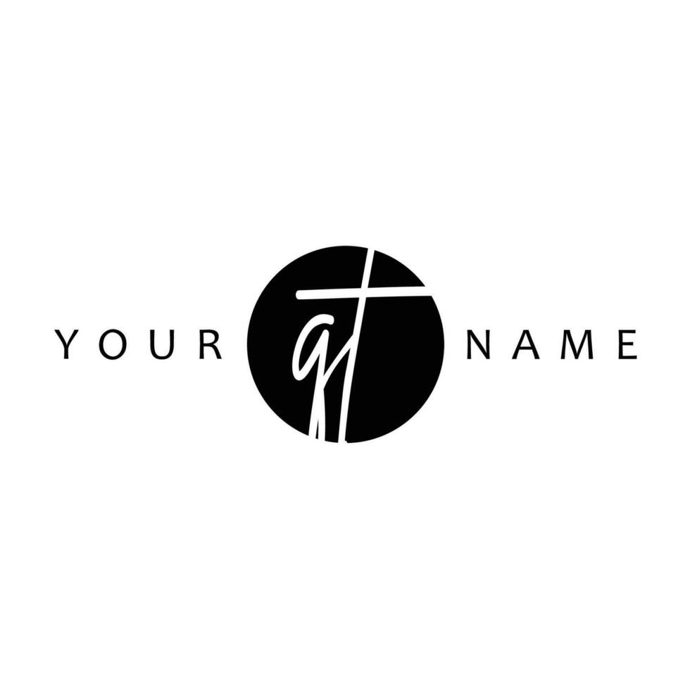 QT Initial Handwriting In Circle Frame Template Design vector