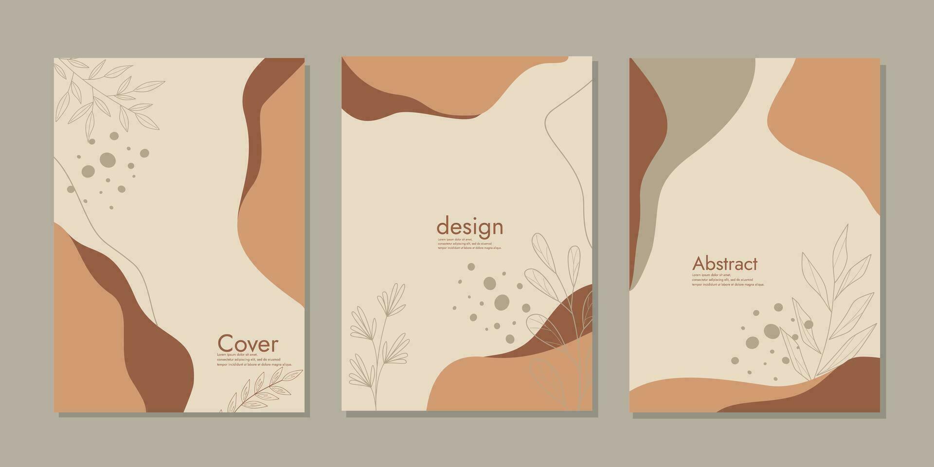 set of book cover designs with hand drawn abstract and floral elements. abstract boho botanical background A4 size pastel For book, notebook, catalog, binder, diary, planner, brochure vector