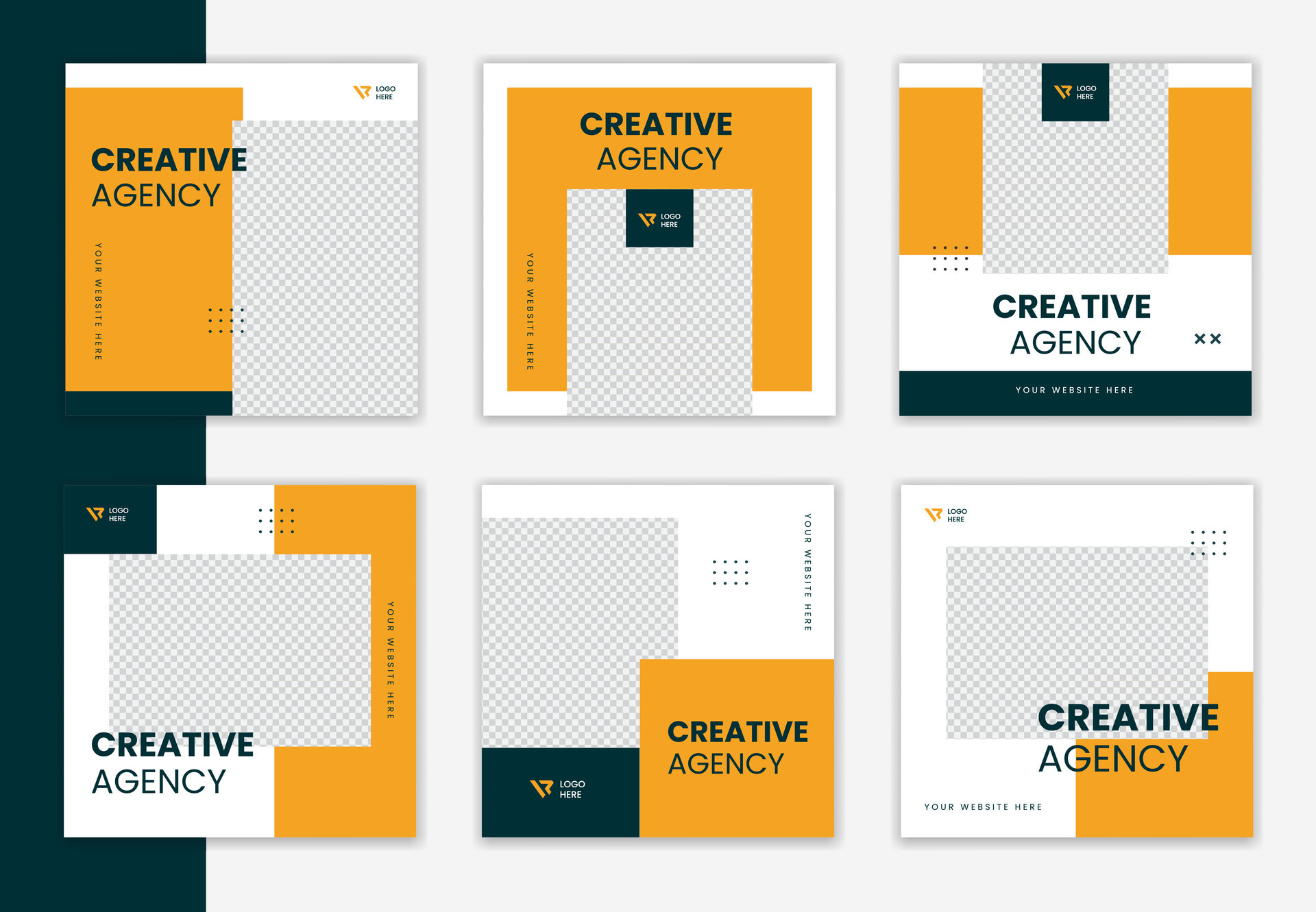 set-of-corporate-social-media-post-bundle-design-colorful-square-post