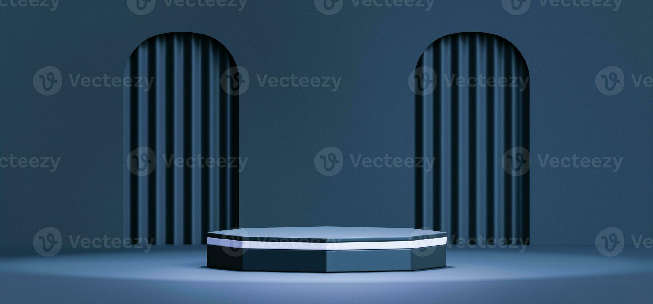 Black podium, luxurious 3D for display.abstract black background.black podium with abstract striped backdrop photo