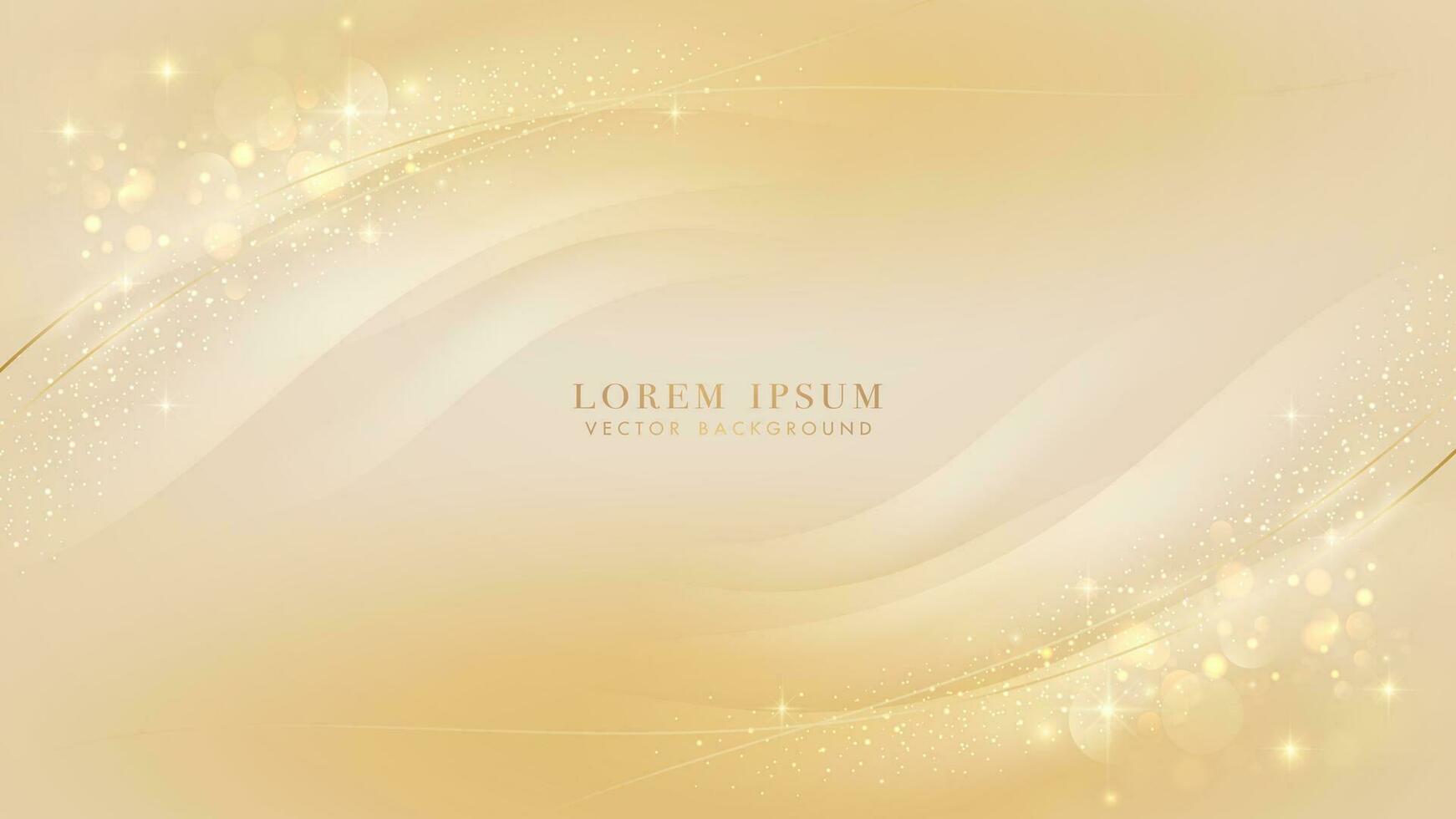 Gold lines elements with bokeh and glitter light effect decoration. Luxury style design background vector