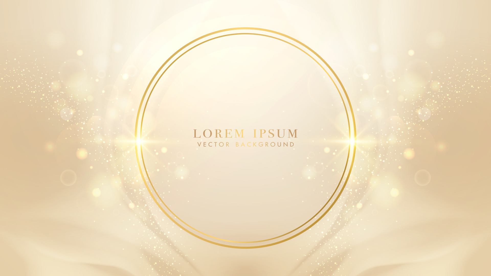 Gold circle frame elements with bokeh and glitter light effect