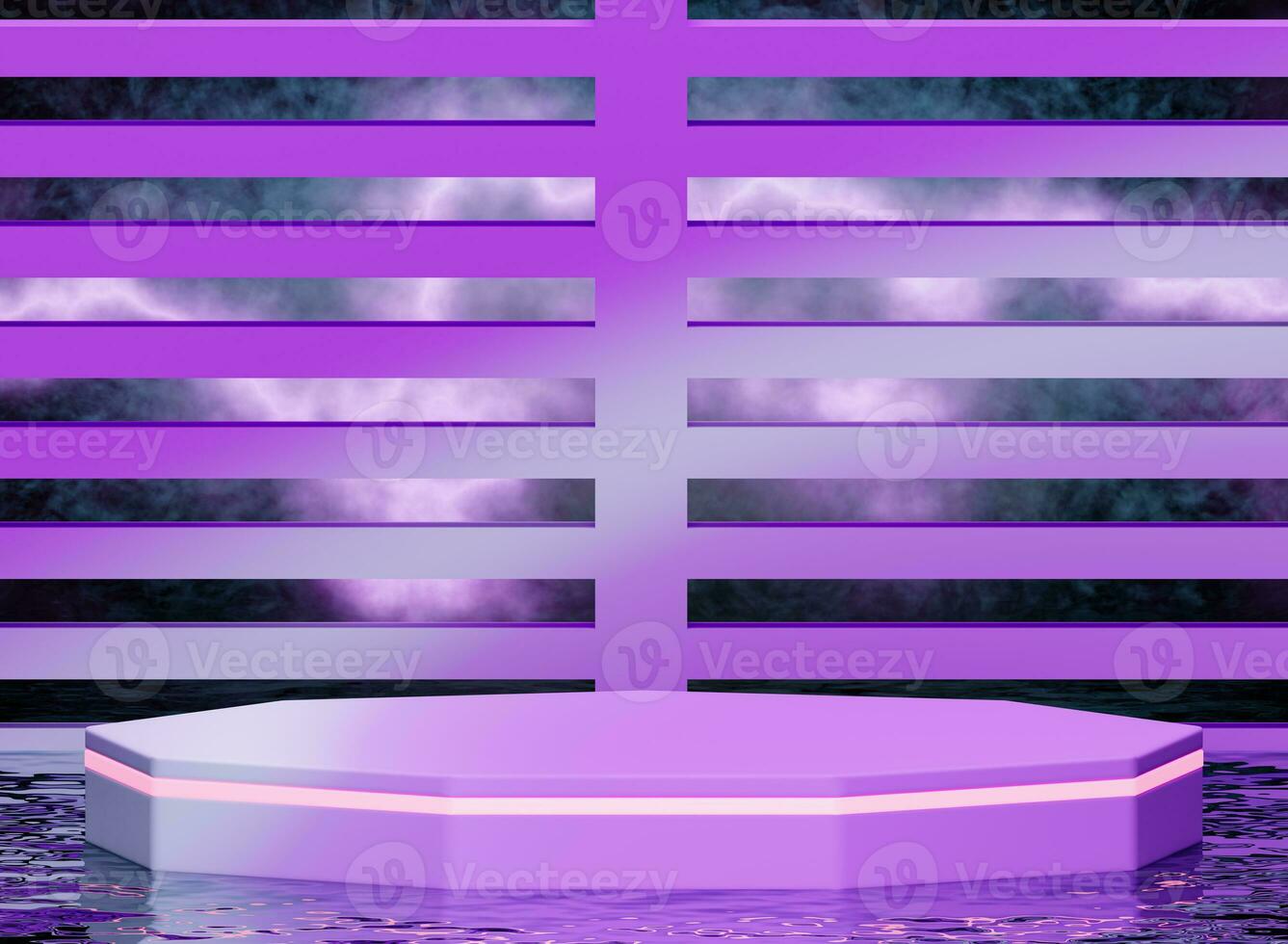 Purple podium circle pedestal 3D.abstract background purple.For showing products photo